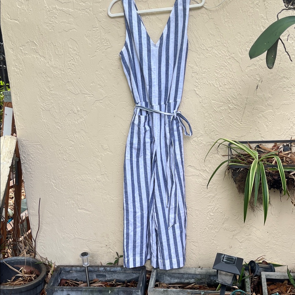 beachlunchlounge Navy and White Striped Sleeveless Jumpsuit SALE